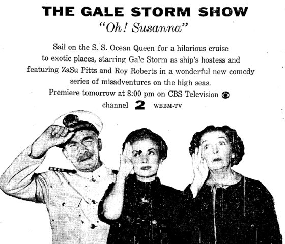 Advertisement for The Gale Storm Show: Oh! Susanna