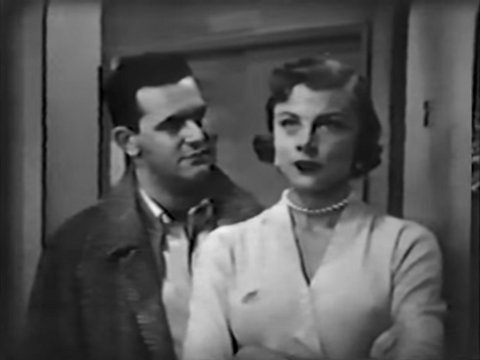 Black and white image from Joe and Mabel featuring Larry Blyden and Nita Talbot
