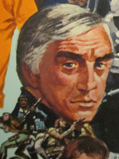 Close-up image of Lorne Greene's character from Battlestar Galactica