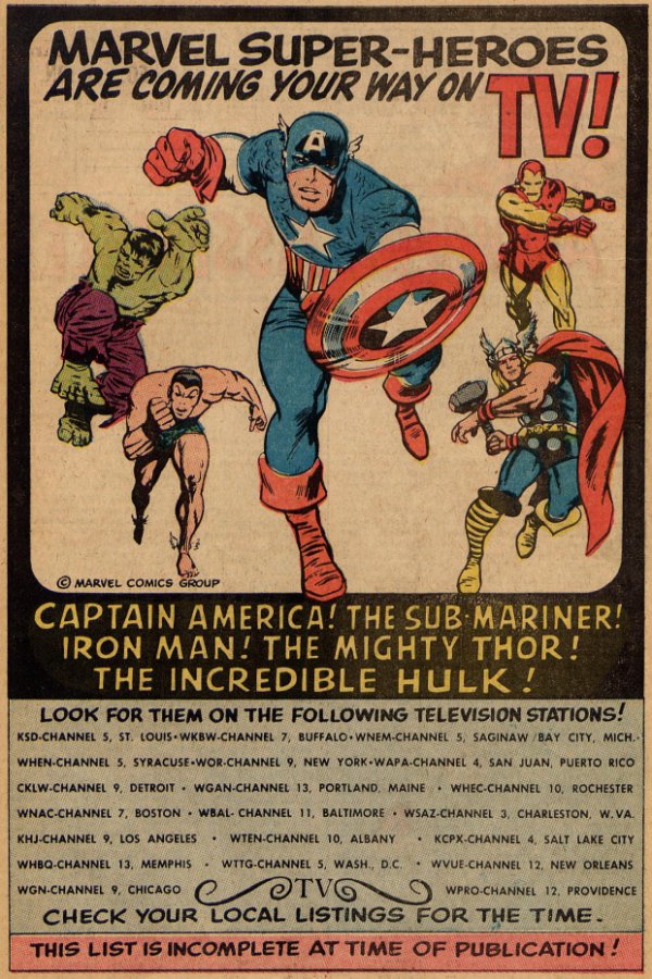 Advertisement for The Marvel Super Heroes