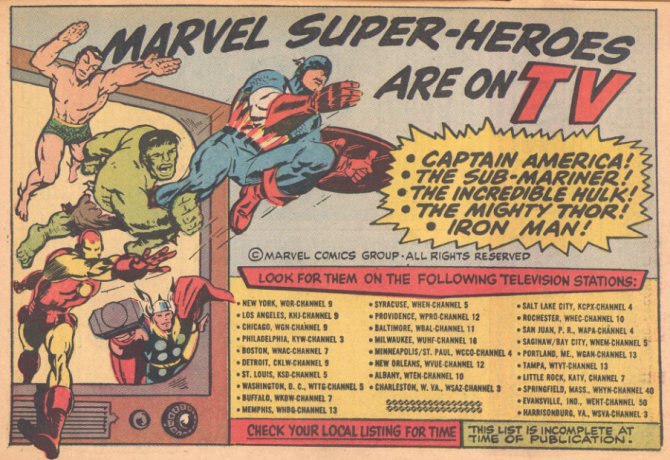 Scan of a comic book advertisement for The Marvel Super Heroes