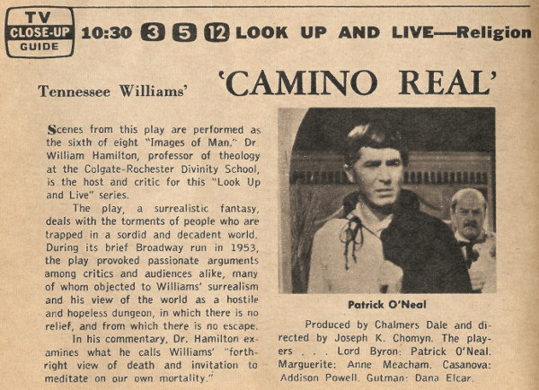 Scanned black and white TV Guide Close-Up for Look Up and Live on CBS
