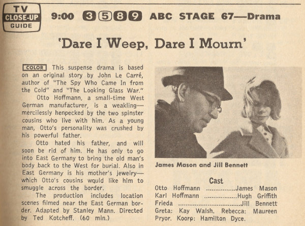 Scanned black and white TV Guide Close-Up for ABC Stage 67