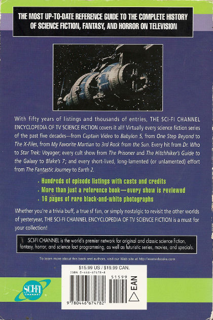 Scanned image of the back cover to The SCI-FI Channel Encyclopedia of TV Science Fiction