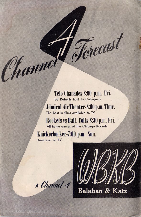 1951 TV Showtime Issue, Inner Front Cover 1951 TV Showtime Issue, Inner Front Cover