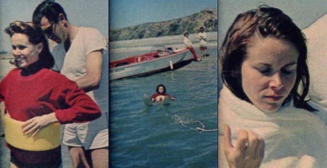 Judy Carne Putting on a Life Preserver, Ready to Ski, Drying Off
