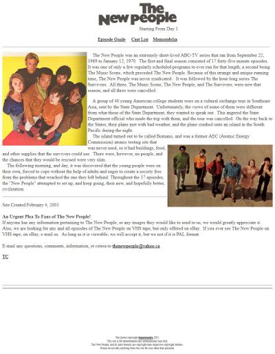 The New People Website - February 2001