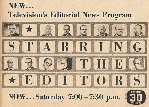Advertisement for Starring the Editors on WHNB-TV (Channel 30)