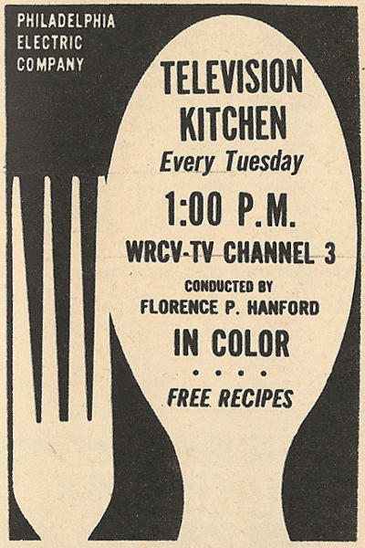 Advertisement for WRCV-TV 's Television Kitchen
