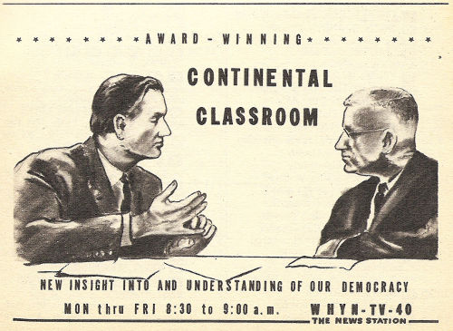 Advertisement for Continental Classroom on WHYN-TV (Channel 40)C