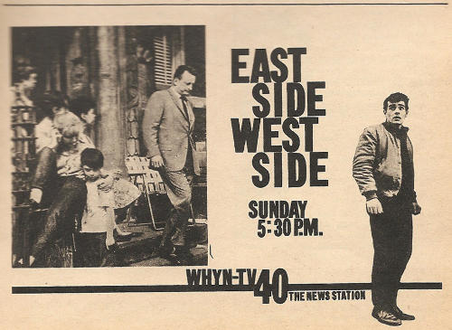 Advertisement for East Side/West Side on WHYN-TV (Channel 40)