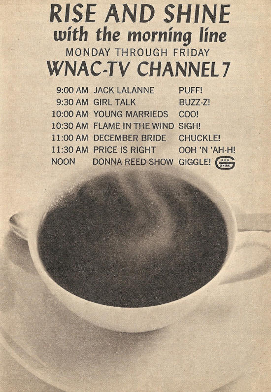 Advertisement for WNAC-TV's Weekday Morning Line-up
