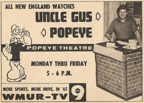 Advertisement for WMUR-TV's Daily Popeye Theatre