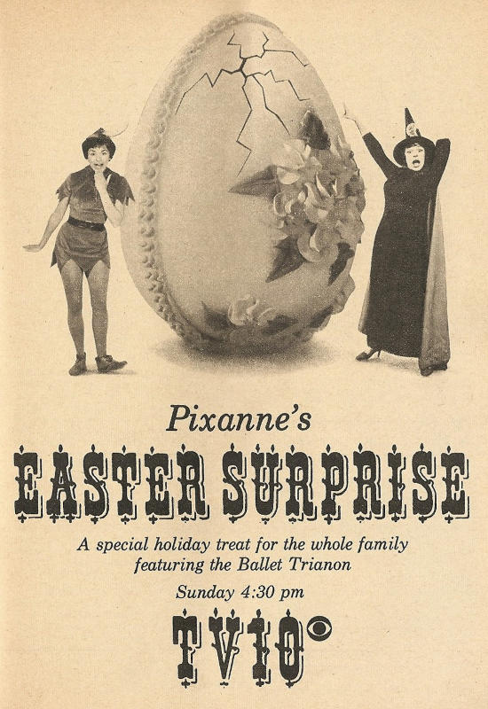 Advertisement for Pixanne's Easter Surprise on WCAU-TV (Channel 10)
