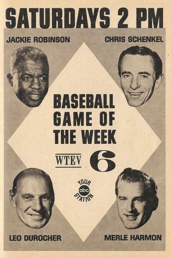 Advertisement for ABC's Saturday Baseball Game of the Week on WTEV (Channel 6)