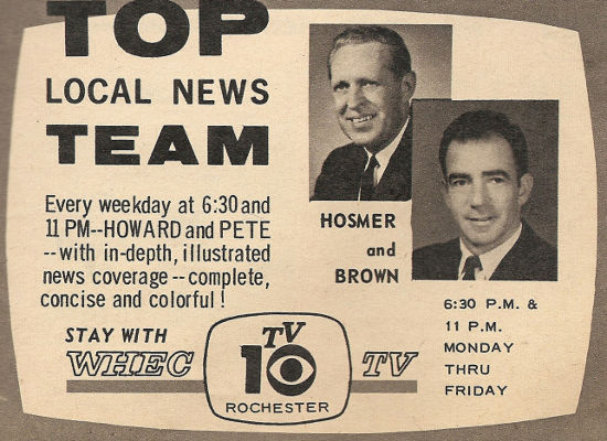 Advertisement for the WHEC (Channel 10) News Team of Hosmer and Brown
