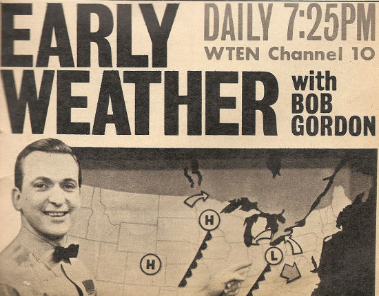 Advertisement for early weather with Bob Gordon on WTEN