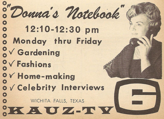 Advertisement for Donna's Notebook on KAUZ-TV (Channel 6)