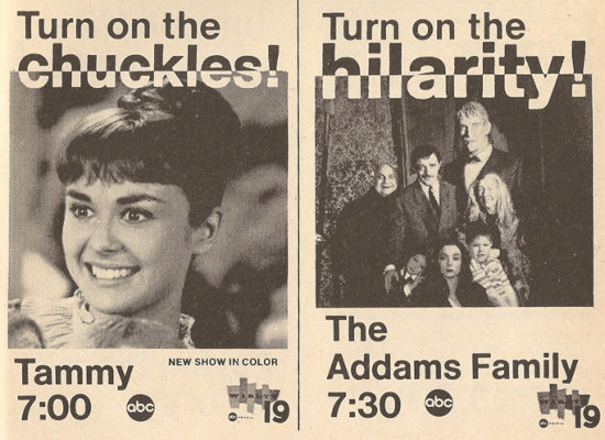 Advertisement for Tammy and The Addams Family on ABC