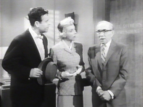 Arthur Lake, Pamela Britton and Florenz Ames as Dagwood, Blondie and Mr. Dithers