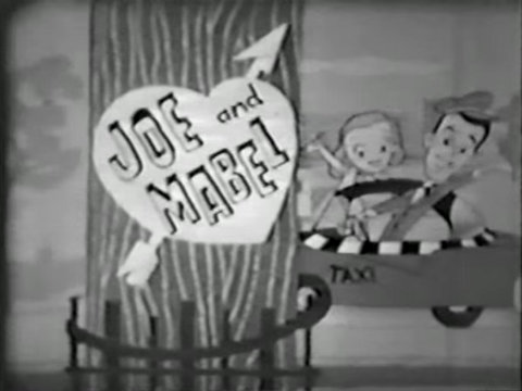 Black and white image of the opening title card to Joe and Mabel