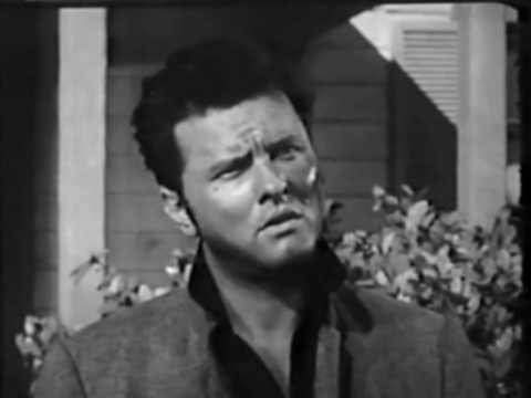 Black and white image of actor Dick Davalos as Jeff Canfield