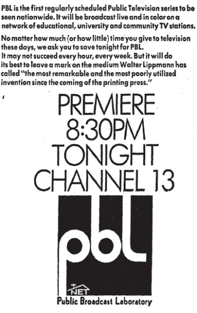 Advertisement for the Premiere of PBL