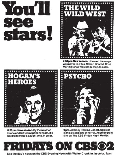 Advertisement for Psycho on CBS