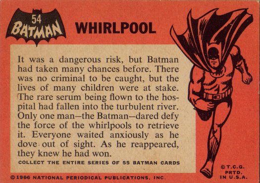 Scan of the back of a Batman trading card