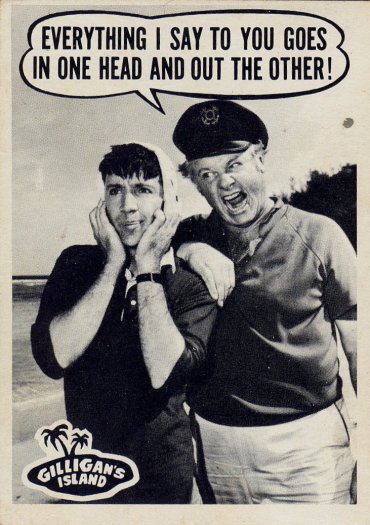 Scan of the front of a Gilligan's Island trading card from 1965.