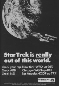 Scan of an advertisement for Star Trek in syndication from 1970.