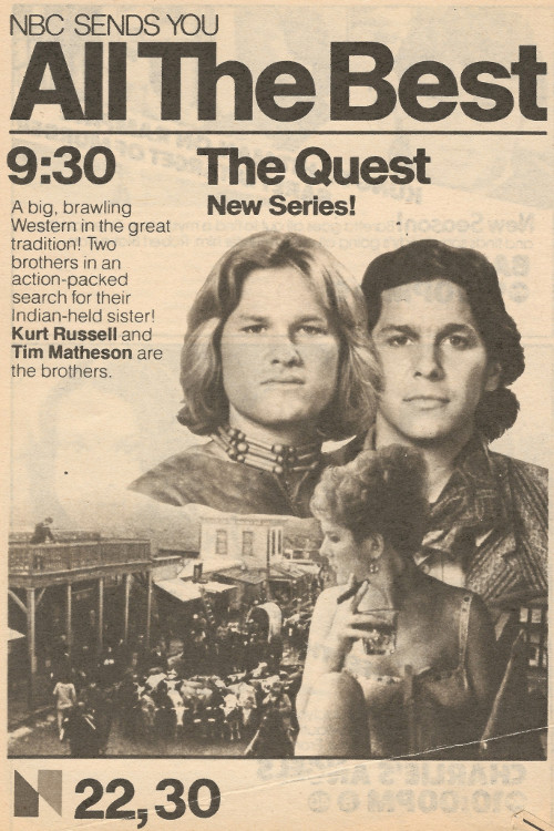 Scanned black and white TV Guide ad for The Quest