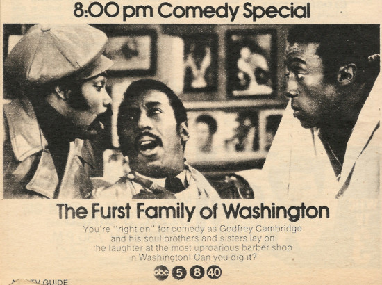 Scanned black and white TV Guide ad for The Furst Family of Washington