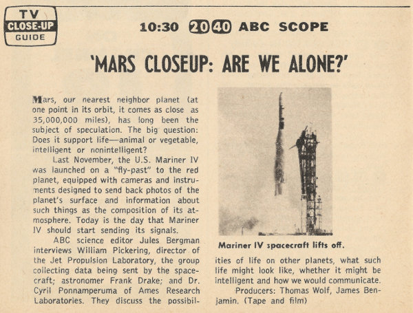 Scanned black and white TV Guide Close-Up for ABC Scope