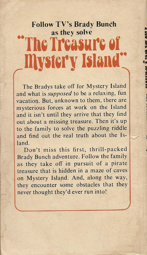 Back cover to The Brady Bunch - The Treasure of Mystery Island