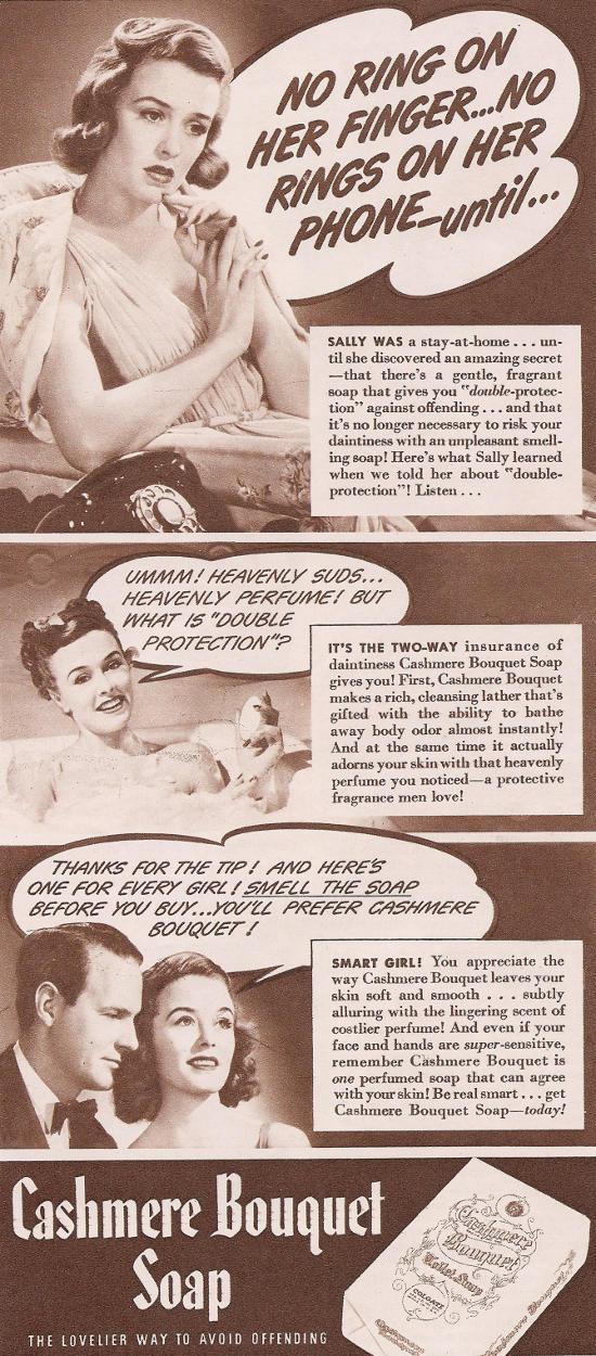 Advertisement for Cashmere Bouquet Soap, from May 1942