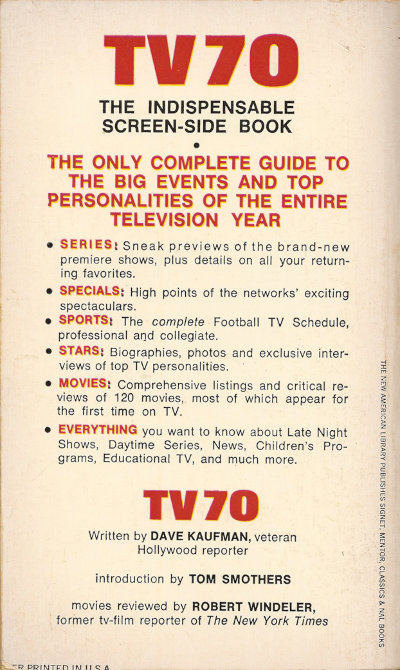 Scan of the back cover of TV 70