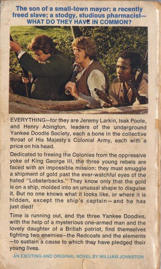 Scan of the back cover of the TV tie-in novel The Seagold Incident, based on ABC's The Young Rebels.