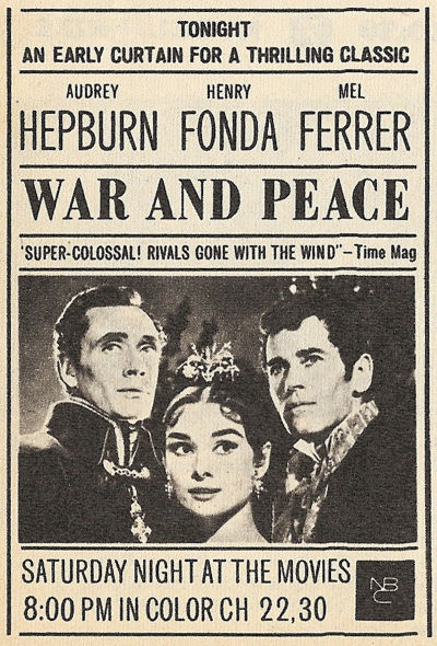 Advertisement for War and Peace on NBC