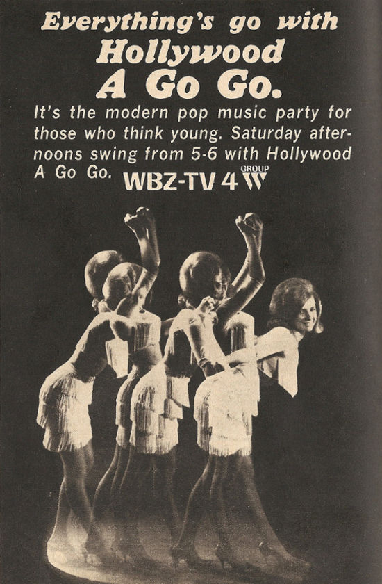 Advertisement for Hollywood A Go Go on WBZ-TV (Channel 4)
