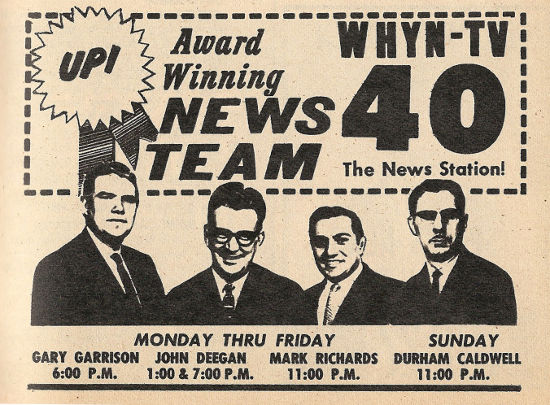 Advertisement for WHYN-TV's Award Winning News Team