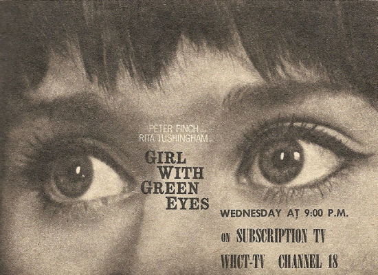 Advertisement for Girl with Green Eyes on WHCT-TV