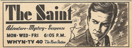 Advertisement for The Saint on WHYN-TV
