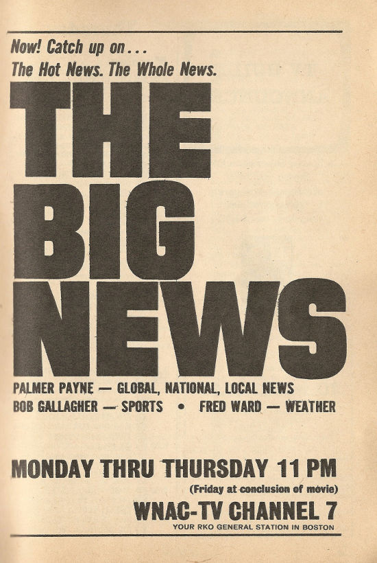 Advertisement for The Big News on WNAC-TV (Channel 7)