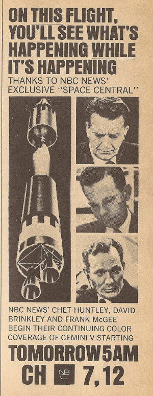 Advertisement for NBC's Coverage of the Gemini V Space Flight