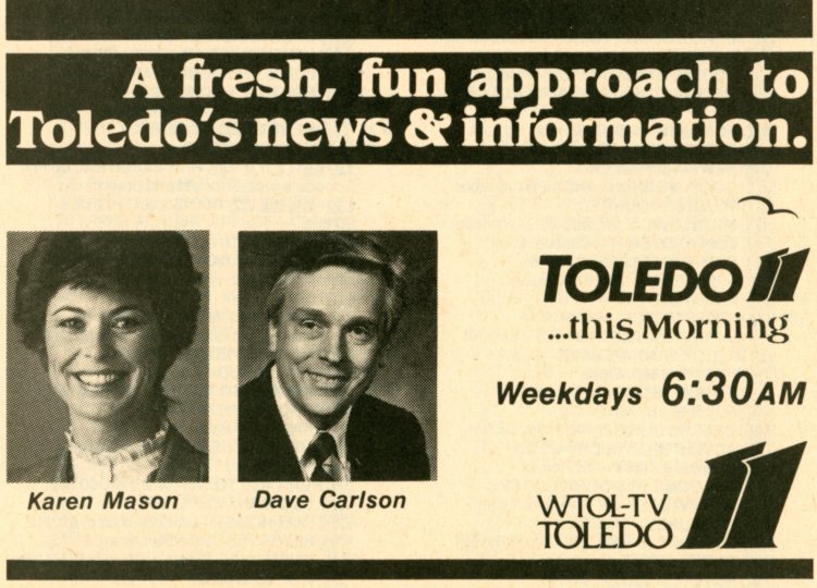 Scan of a TV Guide ad for Toledo 11 (WTOL-TV) morning news