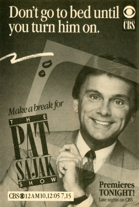 Scan of a TV Guide ad for The Pat Sajak Show on CBS