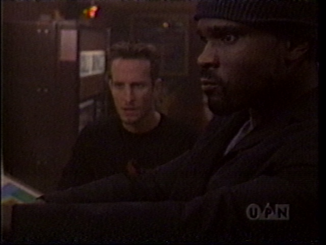 Still from an episode of Freedom showing Bodhi Elfman as Londo Pearl and Darius McCrary as James Barrett