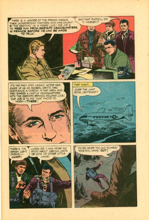 Scan of a page from the first issue of Dell's Garrison's Gorillas comic book, published in January 1968.