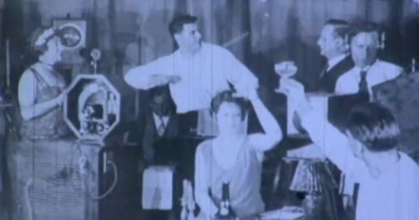 Partial still from rare behind-the-scenes footage of The Queen's Messenger.